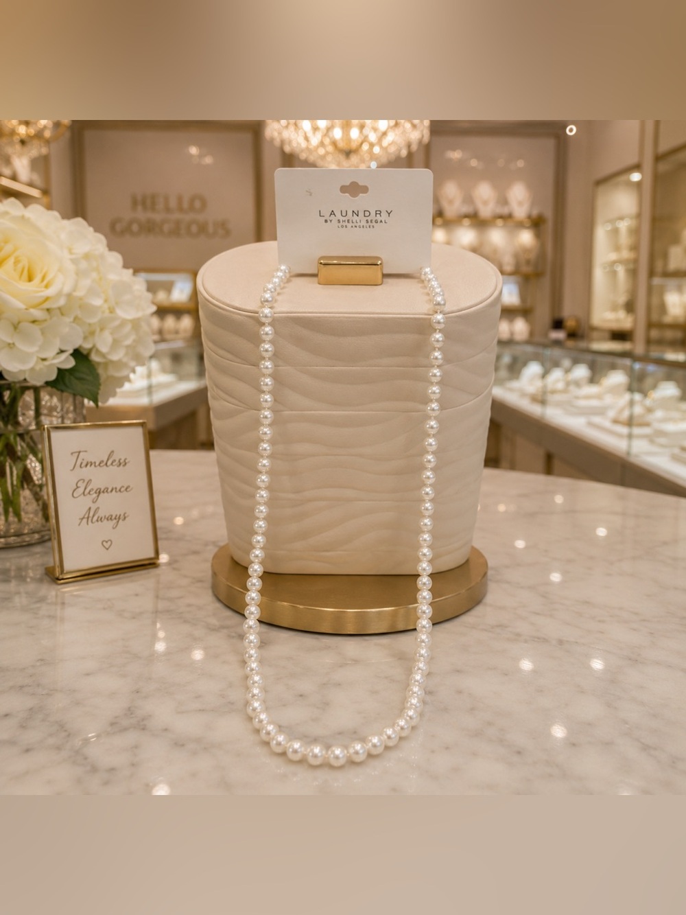 Shelli Segal White Faux Pearl Necklace